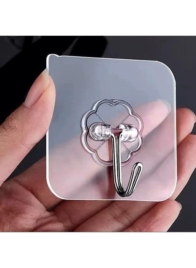 10-Pack Heavy-Duty Adhesive Hooks, Drill-Free, Traceless, Strong Load-Bearing, Transparent Sticky Hooks for Kitchen - Image 3